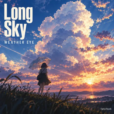 Anime style album cover for a fictional album: Weather Eye