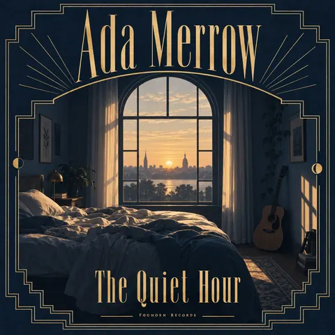 Art Deco style album cover for a fictional album: The Quiet Hour