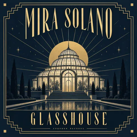 Art Deco style album cover for a fictional album: Glasshouse