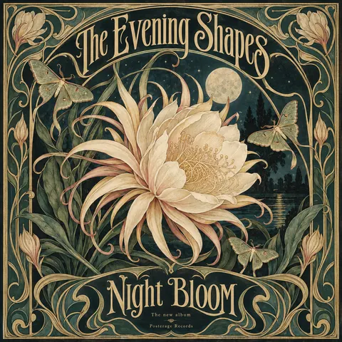 Art Nouveau style album cover for a fictional album: Night Bloom