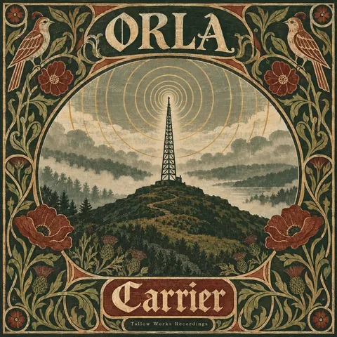 Arts and Crafts style album cover for a fictional album: Carrier
