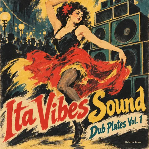 Belle Époque Lithograph style album cover for a fictional album: Dub Plates Vol. 1