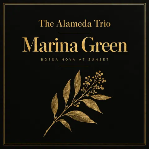 Black and Gold style album cover for a fictional album: Marina Green