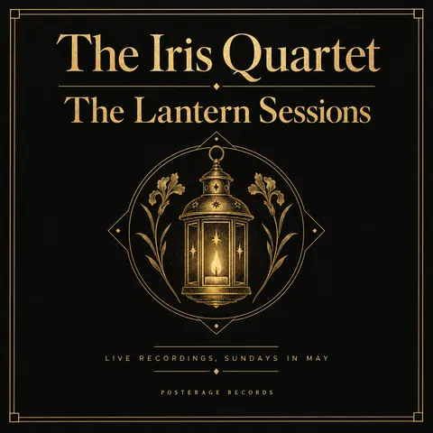 Black and Gold style album cover for a fictional album: The Lantern Sessions