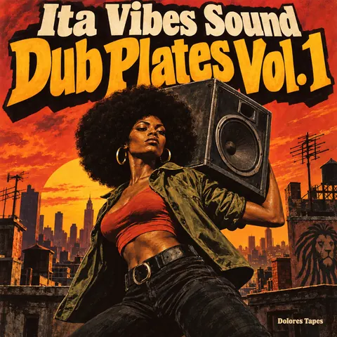 Blaxploitation Movie Poster style album cover for a fictional album: Dub Plates Vol. 1