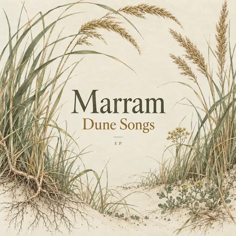 Botanical illustration style album cover for a fictional single: Dune Songs