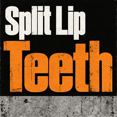 Brutalist Graphic Design style album cover for a fictional album: Teeth