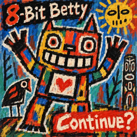 CoBrA style album cover for a fictional single: Continue?
