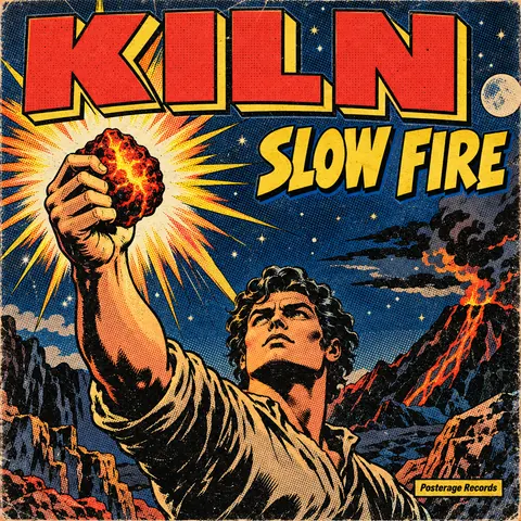 Comic Book style album cover for a fictional album: Slow Fire