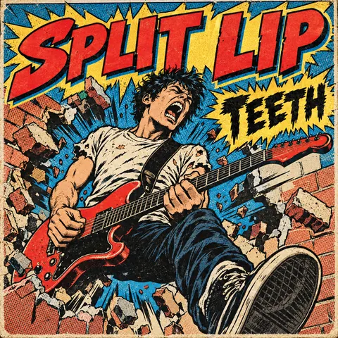 Comic Book style album cover for a fictional album: Teeth