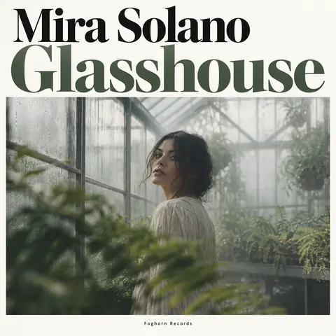 Contemporary Editorial style album cover for a fictional album: Glasshouse