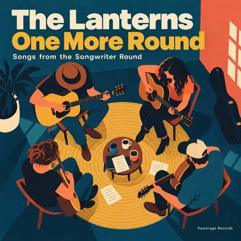 Contemporary Flat Illustration style album cover for a fictional album: One More Round
