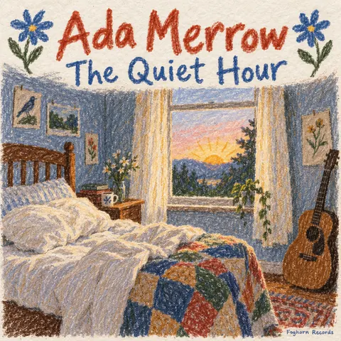 Crayon Folk Handmade style album cover for a fictional album: The Quiet Hour