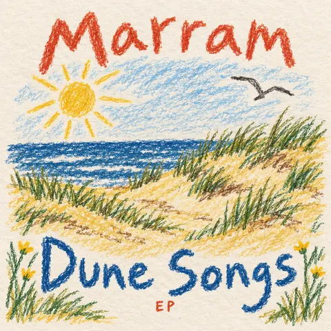 Crayon Folk Handmade style album cover for a fictional single: Dune Songs