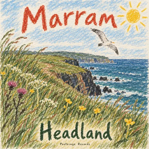 Crayon Folk Handmade style album cover for a fictional album: Headland