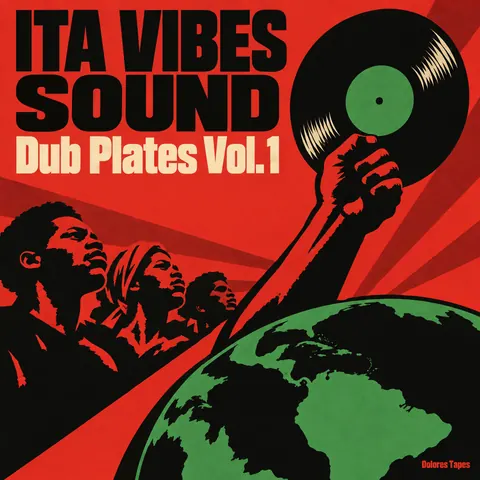 Cuban OSPAAAL Revolutionary style album cover for a fictional album: Dub Plates Vol. 1