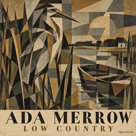 Cubist Exhibition Poster (1940s framing (Cubism 1907–1920s)) style album cover for a fictional album: Low Country