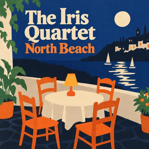 Cut paper style album cover for a fictional album: North Beach