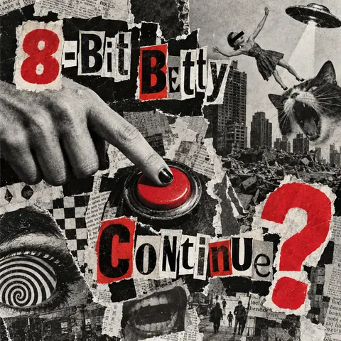Dada Collage style album cover for a fictional single: Continue?