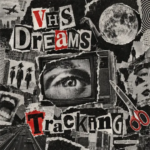 Dada Collage style album cover for a fictional album: Tracking