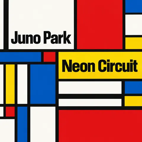 De Stijl style album cover for a fictional single: Neon Circuit