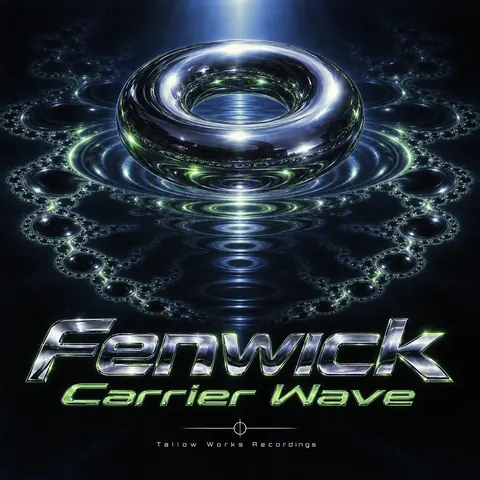 90s Drum and Bass Flyer style album cover for a fictional album: Carrier Wave