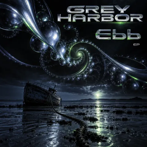 90s Drum and Bass Flyer style album cover for a fictional single: Ebb
