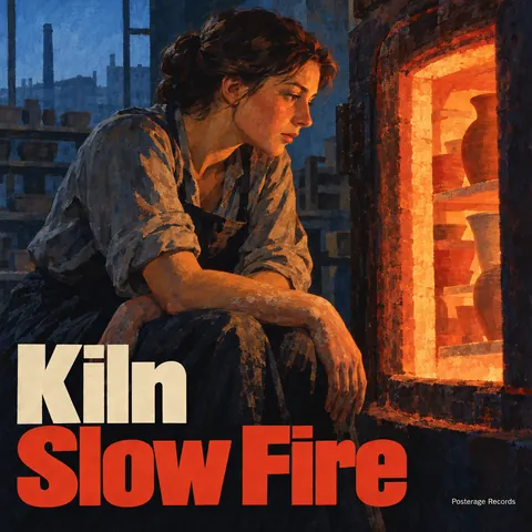 East German DEFA Film Poster style album cover for a fictional album: Slow Fire