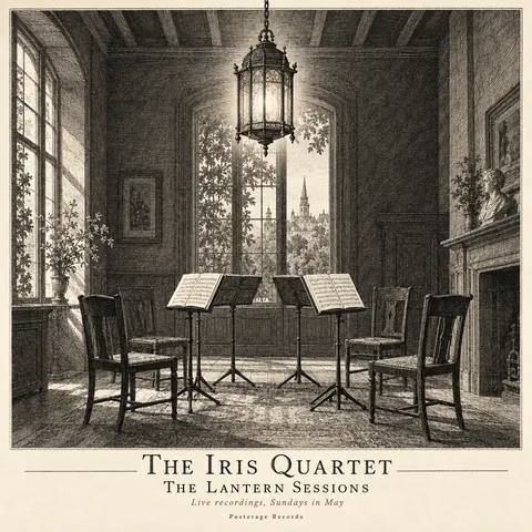 Etching / Engraving style album cover for a fictional album: The Lantern Sessions