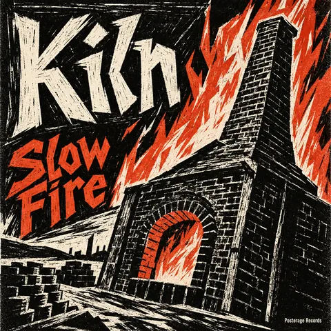 Expressionist Woodcut style album cover for a fictional album: Slow Fire