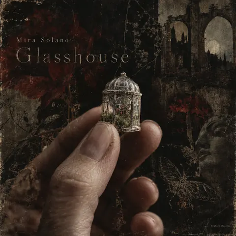 4AD Records style album cover for a fictional album: Glasshouse