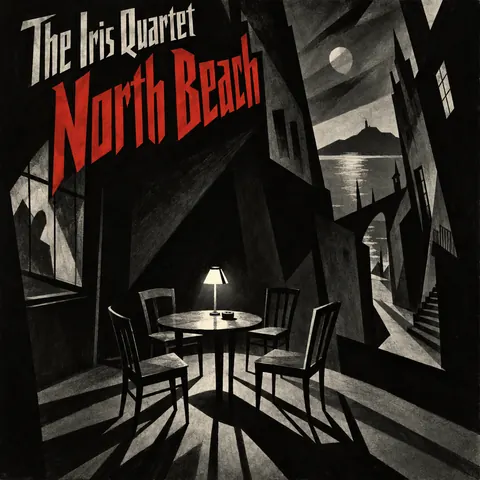 German Expressionist Film Poster style album cover for a fictional album: North Beach