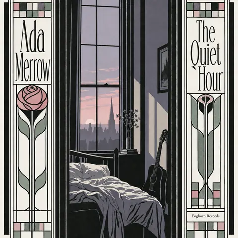 Glasgow Style style album cover for a fictional album: The Quiet Hour