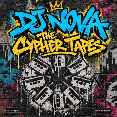 Graffiti / Street Art style album cover for a fictional album: The Cypher Tapes