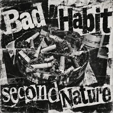 Grunge Typography style album cover for a fictional single: Second Nature
