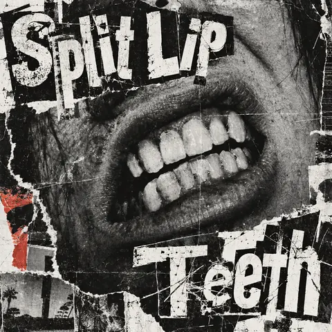 Grunge Typography style album cover for a fictional album: Teeth