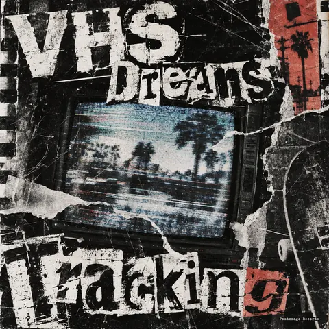 Grunge Typography style album cover for a fictional album: Tracking