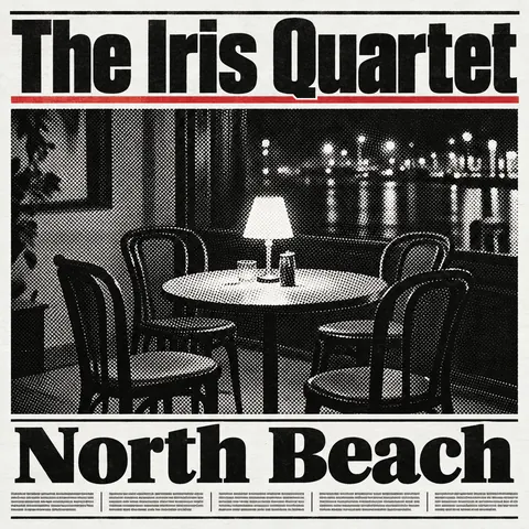 Halftone / Newsprint style album cover for a fictional album: North Beach