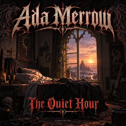 Heavy Metal Concert Poster style album cover for a fictional album: The Quiet Hour