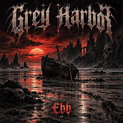 Heavy Metal Concert Poster style album cover for a fictional single: Ebb
