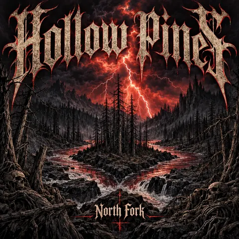 Heavy Metal Concert Poster style album cover for a fictional album: North Fork