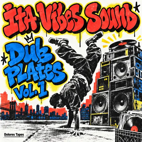 80s NYC Hip Hop Flyer style album cover for a fictional album: Dub Plates Vol. 1
