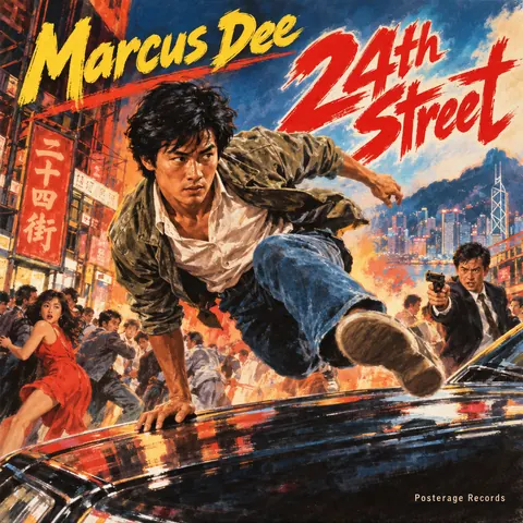 Hong Kong Cinema Poster style album cover for a fictional album: 24th Street