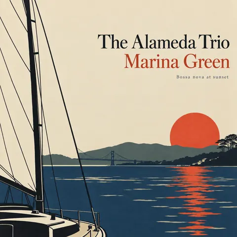 Japonisme style album cover for a fictional album: Marina Green