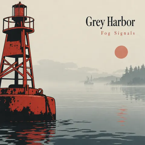 Japonisme style album cover for a fictional album: Fog Signals