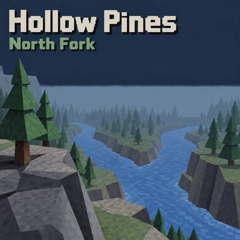 Low Poly style album cover for a fictional album: North Fork