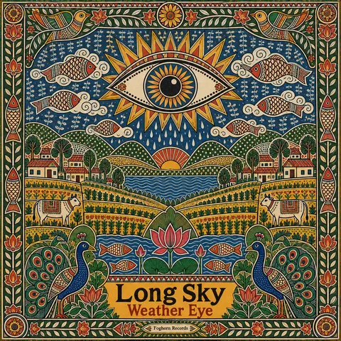 Madhubani / Indian Folk Art style album cover for a fictional album: Weather Eye