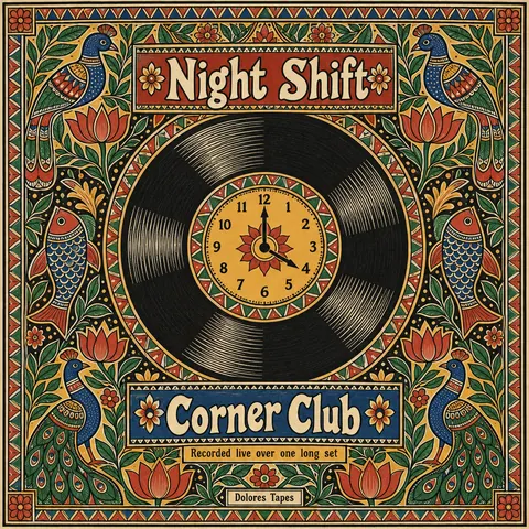 Madhubani / Indian Folk Art style album cover for a fictional album: Corner Club
