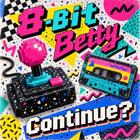 Memphis / 80s Postmodern style album cover for a fictional single: Continue?