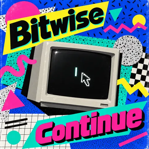 Memphis / 80s Postmodern style album cover for a fictional single: Continue